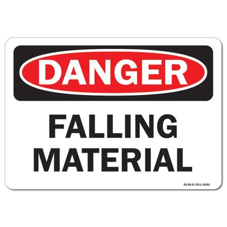 SIGNMISSION OSHA Danger Sign, Falling Material, 10in X 7in Aluminum, 7" W, 10" L, Landscape, Falling Material OS-DS-A-710-L-19361